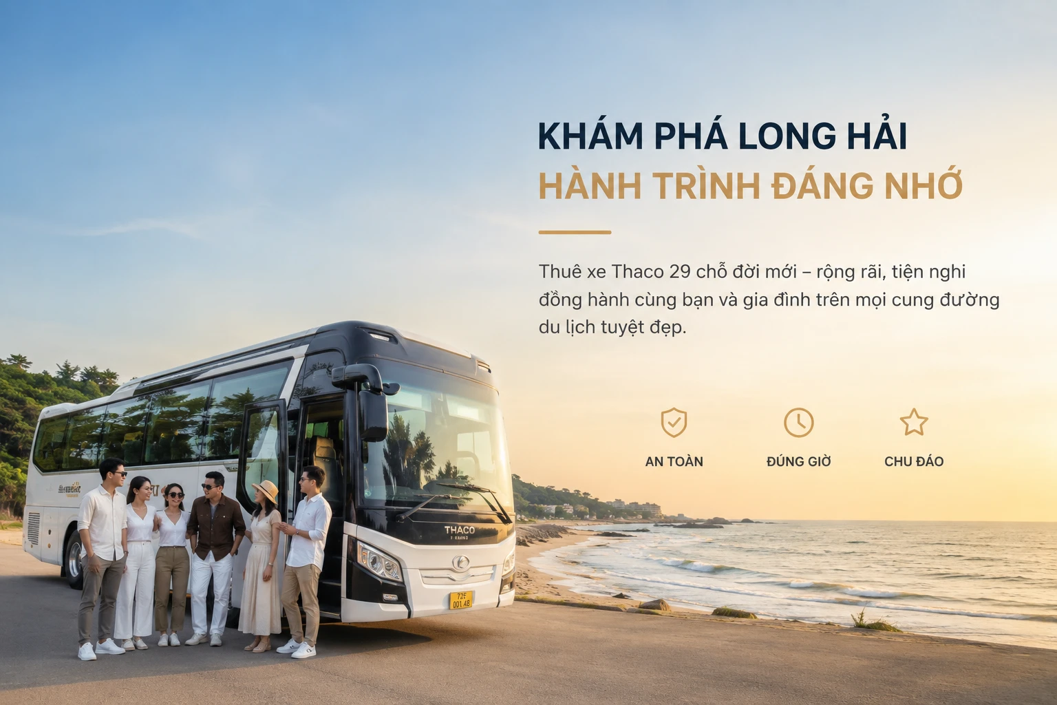Thaco 29 chỗ - đoàn du lịch Long Hải
