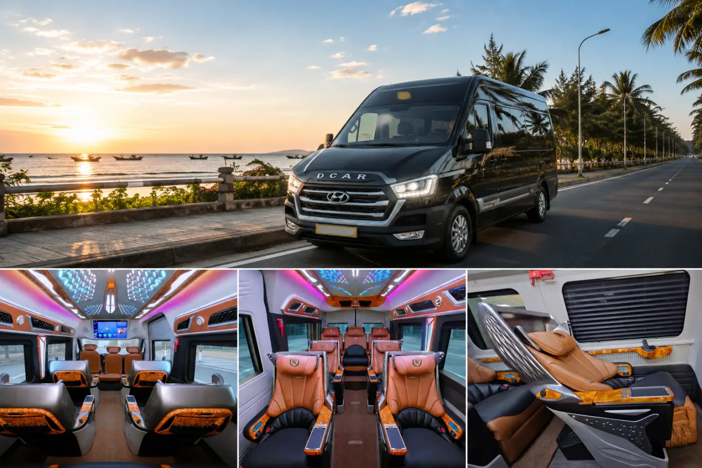 Nội thất Limousine Dcar Hyundai ghế da cao cấp